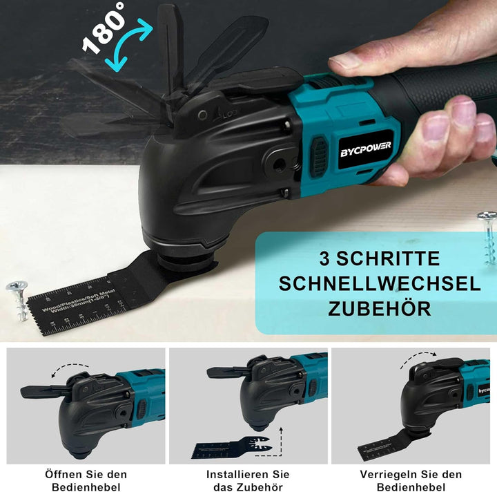 Akku-Multifunktionswerkzeug mit 1pcs 2.0Ah Akkus, 24 Zubehör Oszillationswerkzeug Satz für Makita 18