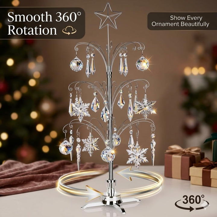 HOHIYA Metall Weihnachten Ornament Display Baum drehbarer Ständer 119,4 cm (Silber) 47"H Rotating St