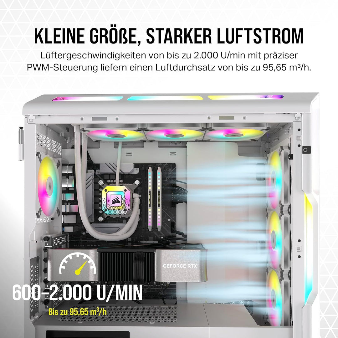 Corsair AF120 RGB Slim, 120-mm-PWM-Lüftersatz Mit Dynamischem Lager - Dünnes Profil Für Kleine Gehäu