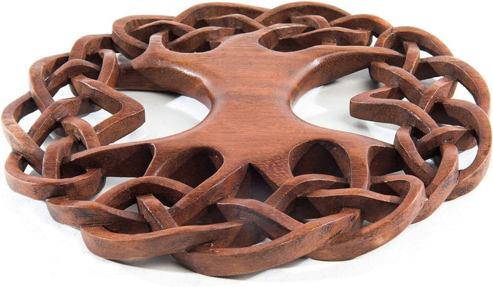 Windalf Zartes Celtic Holz Wanddeko WINWOOD Ø 22 cm Keltischer Lebensbaum mit keltischen Knoten Baum