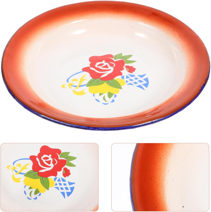 Alipis Vintage Emaille Obstschale Multifunktionale Emaille Geschirr Schale 6.30X6.30X2.36In Emaillie