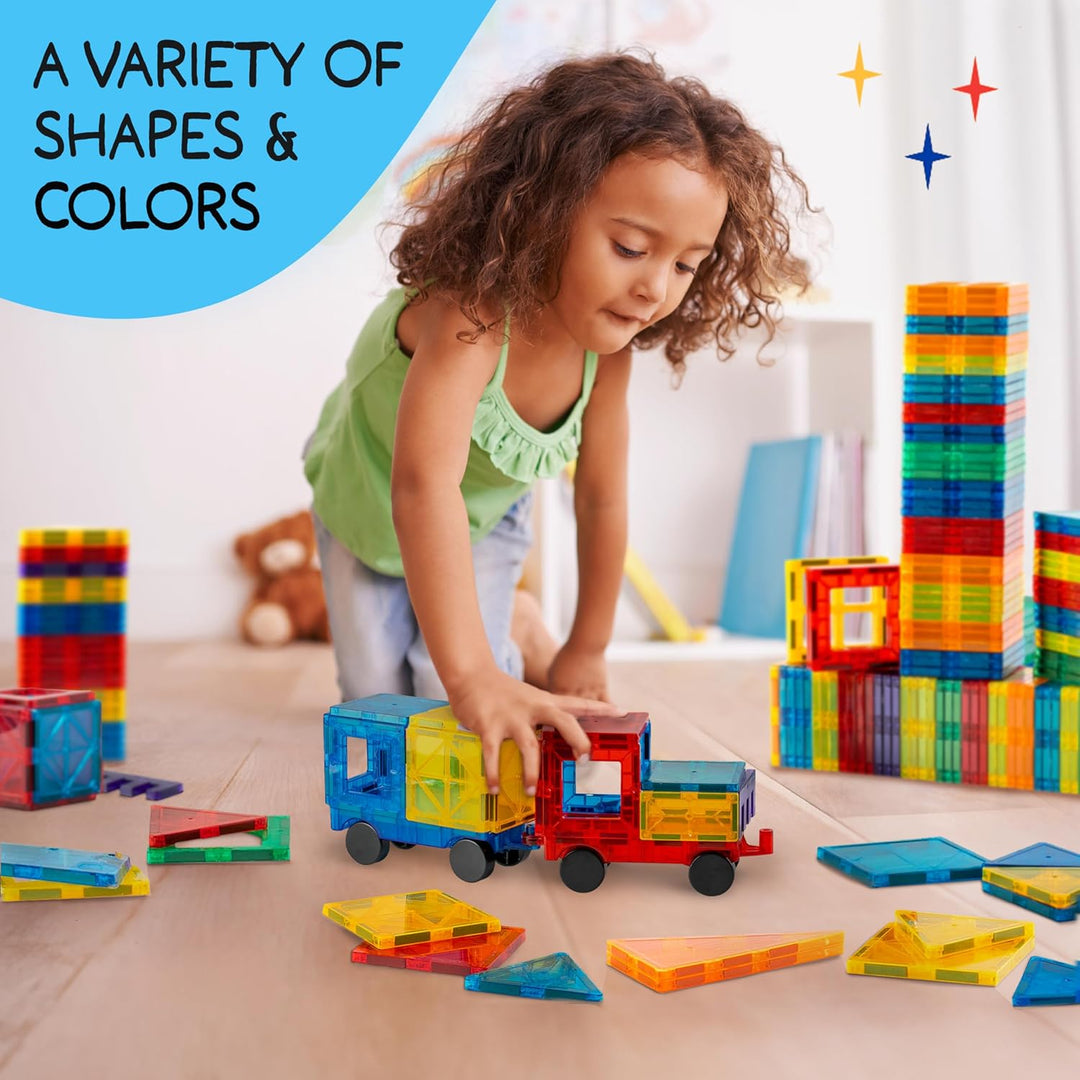 Sunny Auntie Magnetic Tiles 138 PCS, Magnetic Tiles for Kids &amp; Toddlers, Toy for 3 4 5 6 7 8 Year Ol