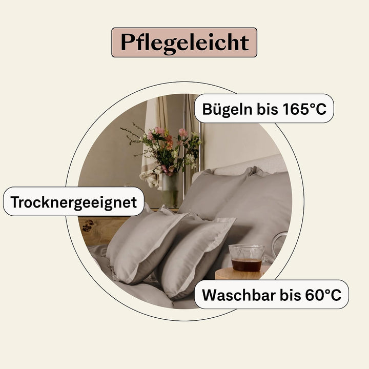 Kopfkissenbezug 50x70 Baumwolle (2er Set) | Ägyptische Baumwolle Kissenbezug Beige/Taupe | Weich Wie