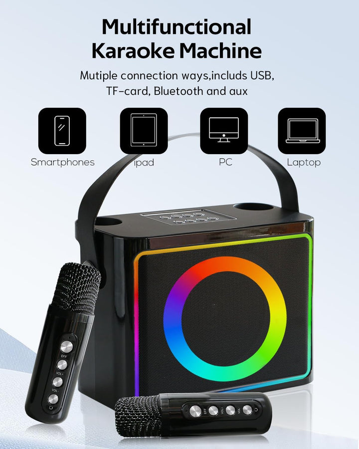 Karaoke Maschine, Karaoke anlage mit 2 mikrofonen, Tragbaren Karaoke Box Bluetooth Lautsprecher mit