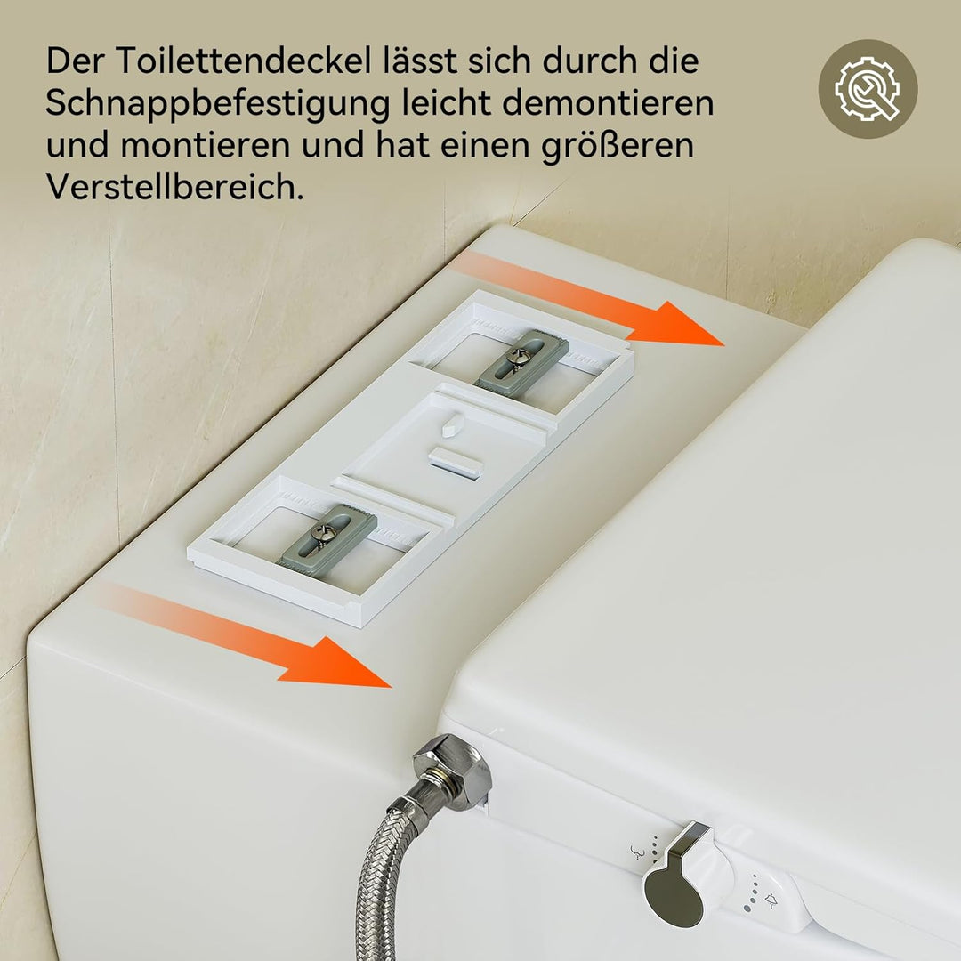 WC Sitz mit Bidet Funktion, Bidet Aufsatz für Toilette ohne Stromanschluss, Toilettendeckel mit Abse