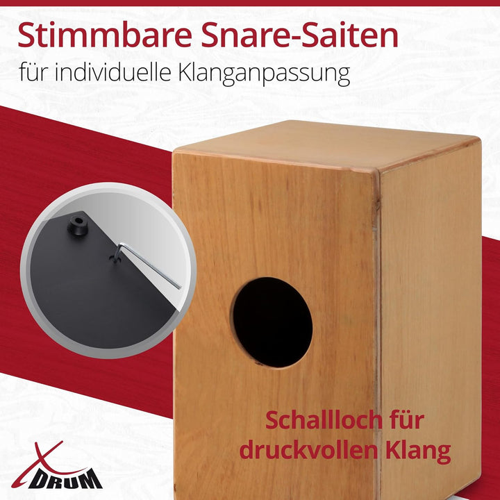 XDrum Cajon Primero Sapeli - Kistentrommel inkl. Rucksacktasche und Schule - Trommelkiste mit Snare