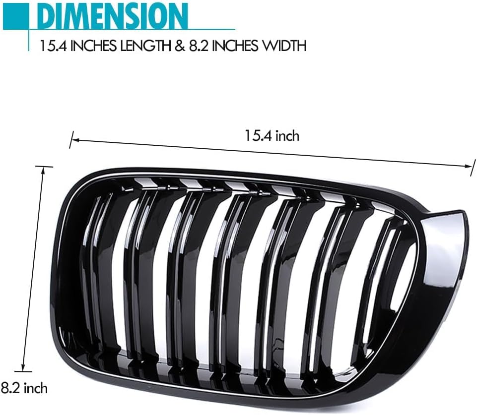 Gangying F25 Nieren Schwarz Kühlergrill für BMW X Serie X3 X4 F25 F26 Grill 2014-2018 ABS glänzend s