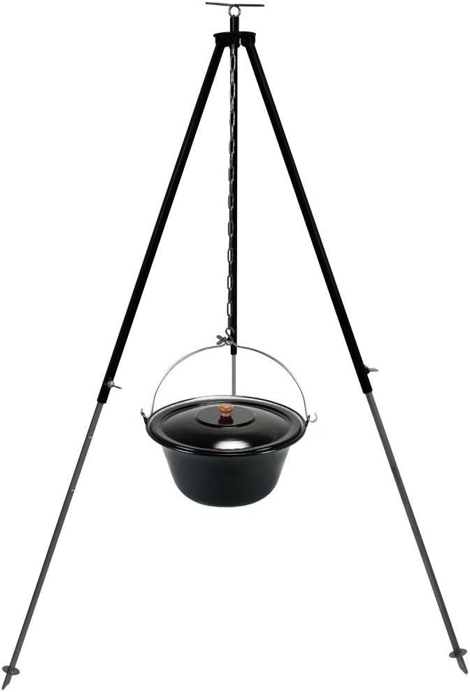 Gulaschkessel Gulaschtopf Set 10 Liter emailliert mit Deckel und Teleskop Dreibein 180 cm durch Kett