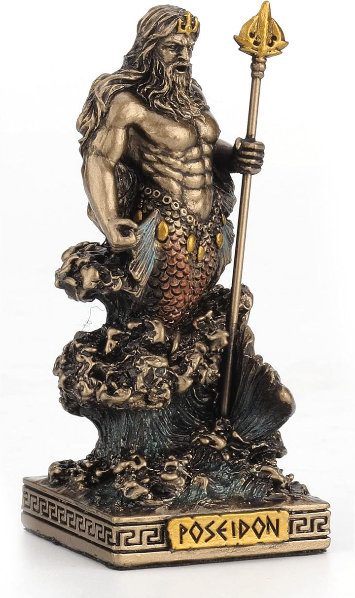 Veronese Design Poseidon Gott des Meeres Miniaturfigur Poseidon Schwarzem, Poseidon Schwarzem
