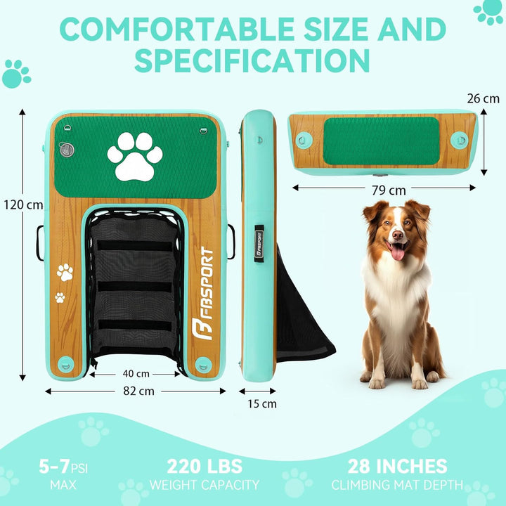 FBSPORT Hunderampe Aufblasbare Hunde Wasserrampe, Hundeboot Rampe Schwimmende Dock Leiter für Pool,