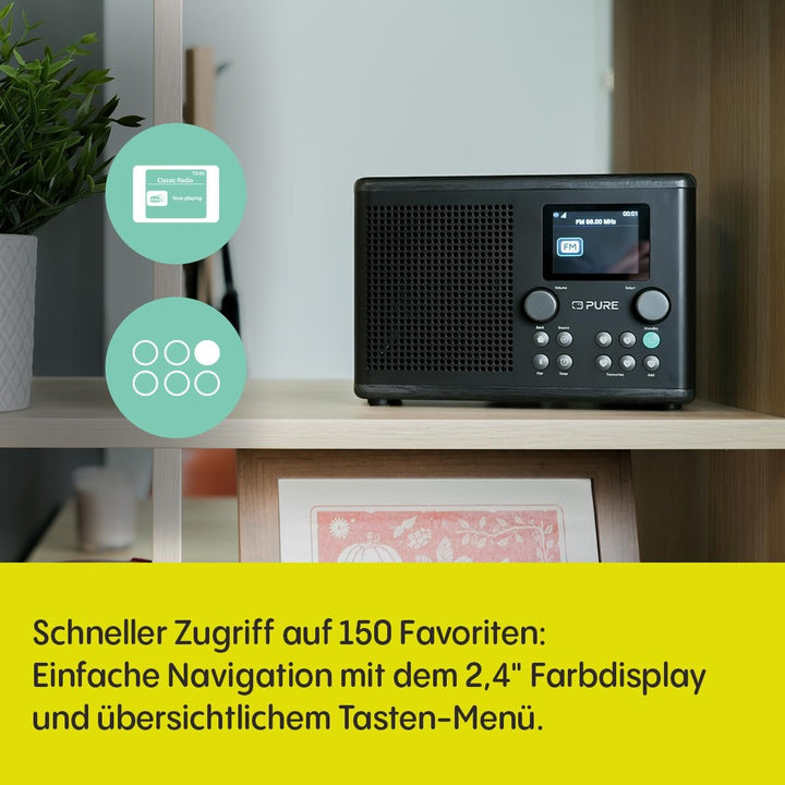 Pure Classic H4i – Internetradio mit WLAN, DAB+ & FM, Bluetooth 5.3, USB – 10W Lautsprecher – 2,4" F