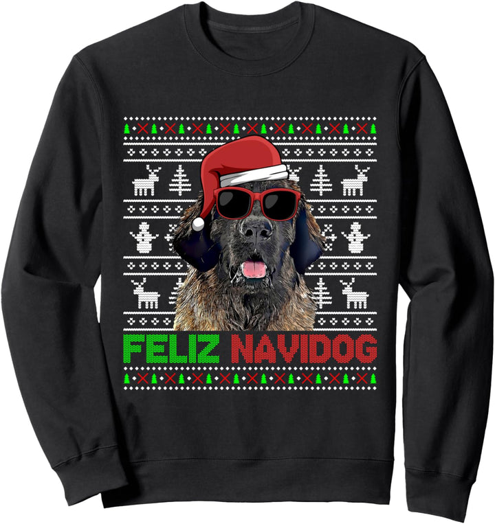 Leonberger Hund Feliz Navidog Funny Christmas Sweatshirt