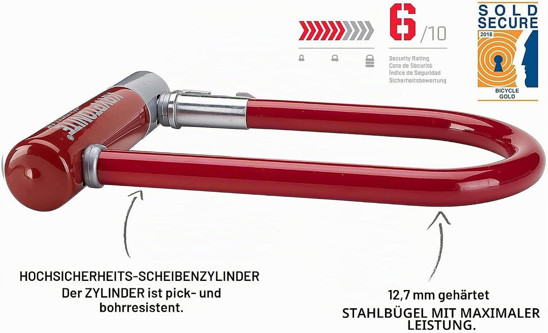 Kryptonite Kryptolok Mini-7 12,7 mm U-Lock Fahrradschloss mit FlexFrame-U Halterung, Unisex-Erwachse