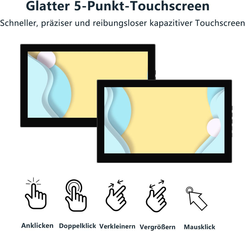 Touchscreen Portable Monitor 7 Zoll Kleiner Tragbarer Monitor Mini Monitor HD 1024 x 600P IPS Bildsc