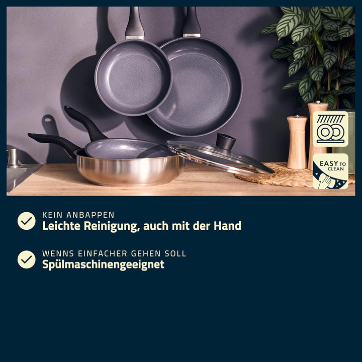 HENCKELS by ZWILLING Stream Schmorpfanne 28 cm, mit Deckel, mit Antihaft-Keramik-Beschichtung, Induk