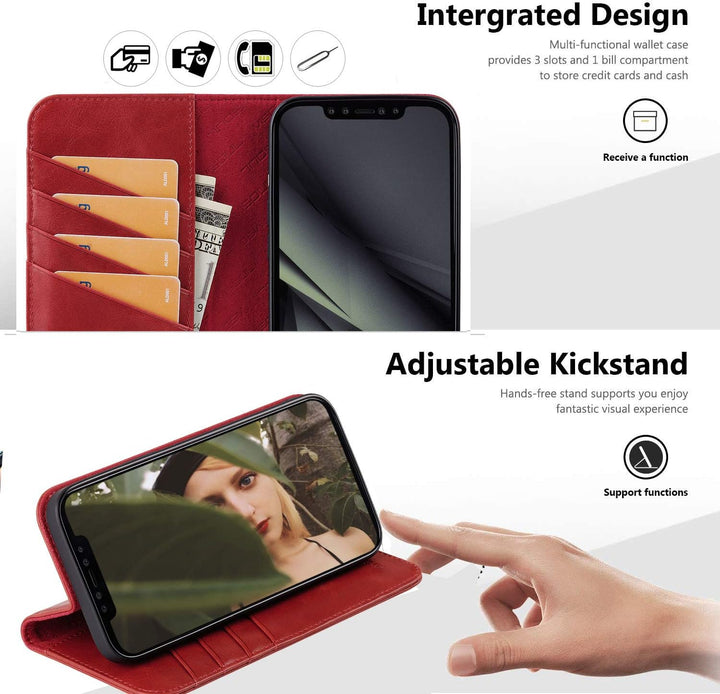 VISOUL iPhone 12 Pro Max Hülle, Handyhülle [100% Rindsleder] [RFID Schutz] [Schützt vor Stoss] [Stan