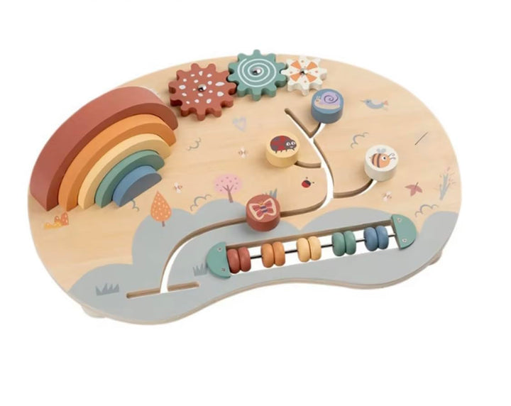 Generisch U3 Montessori Holz Sensorikboard für Kinder ab 1 Jahr, Motorikbrett mit Perlenlabyrinth, Z