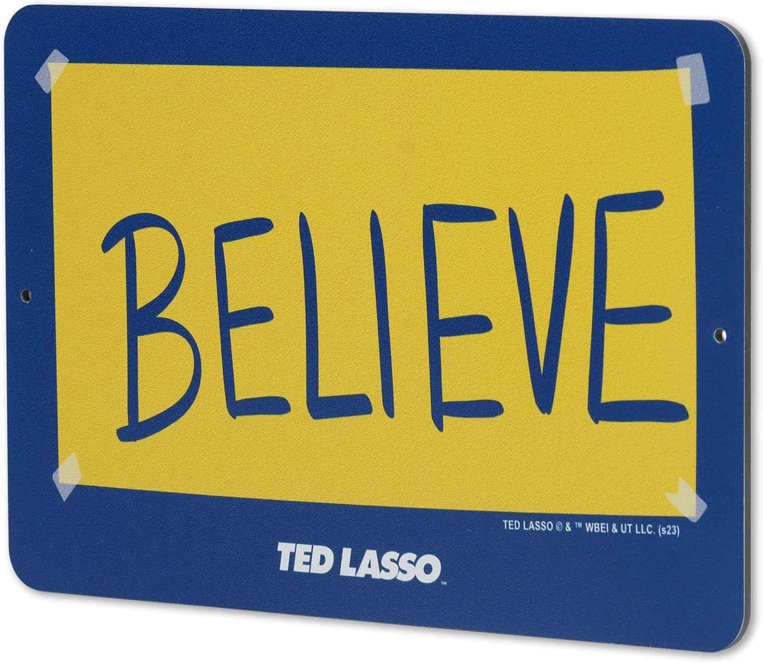 Open Road Brands Ted Lasso Believe Metallschild – kleines Ted Lasso-Schild für Männerhöhle, Büro ode