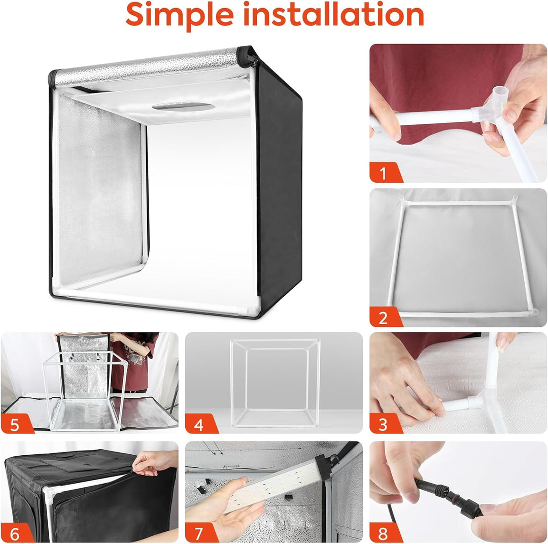 40x40x40 Zoll zweifarbige LED Fotobox, dimmbar mit hohem Farbwiedergabeindex CRI>98, Fotostudiozelt