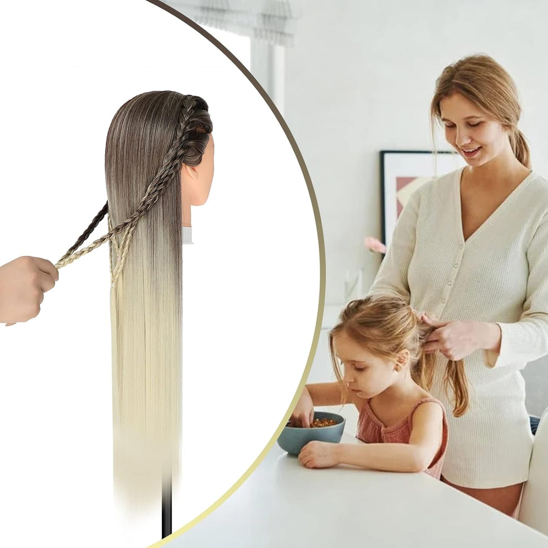 Trainingsköpfe, 28 inch Frisierkopf 100% Synthetikfaser-Haar Übungskopf, Frisurenkopf Ausbildung Kop