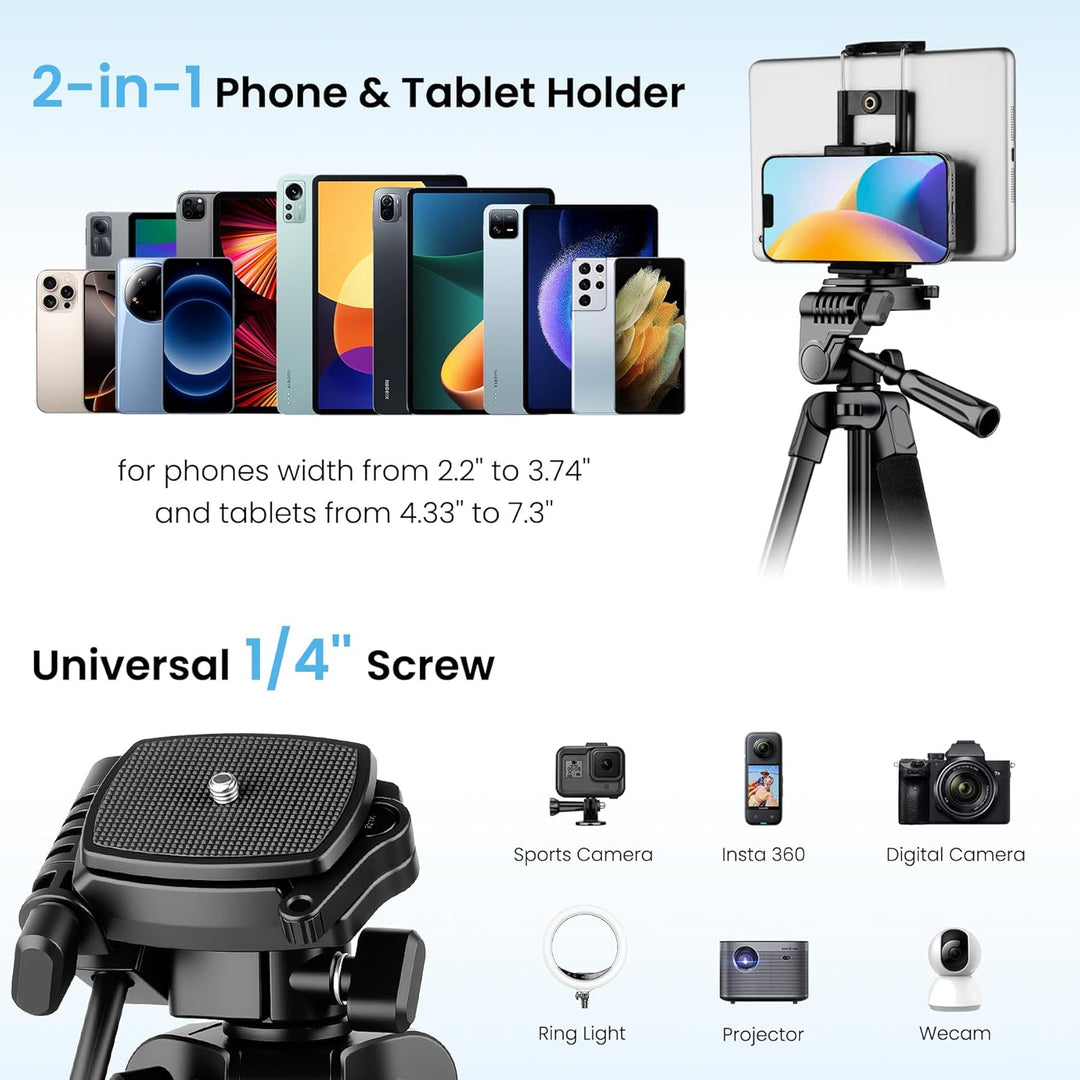 Nineigh Kamera Stativ,Tragbares Handy Stativ für Smartphone iPad mit 45-211cm Höhe, Leichtes Camera