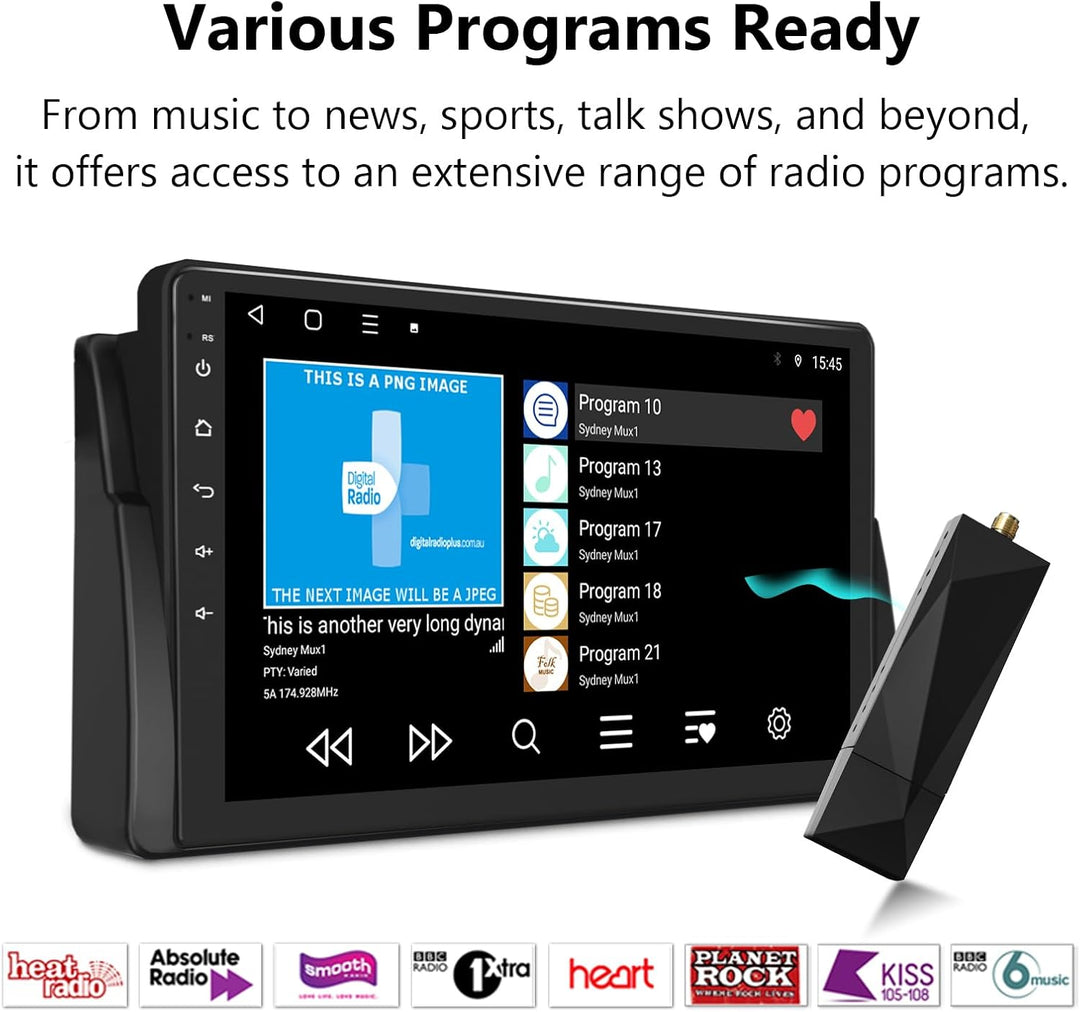 Eonon DAB/DAB+ Digitalradio-Adapter, Empfänger, USB-Dongle für Android 13/14 Autoradio GPS, 4G LTE k