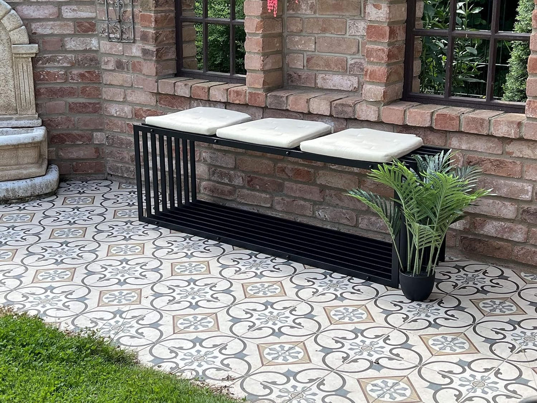 DanDiBo Gartenbank Metall Schwarz Wetterfest Massiv 150 cm Sitzbank Modern 96430 Parkbank Eisen Lame