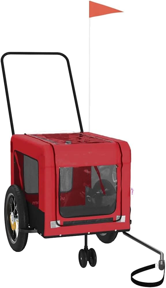 vidaXL Fahrradanhänger Hunde, Hundeanhänger mit Reflektoren Flagge, Hundetransporter Maximale Belast