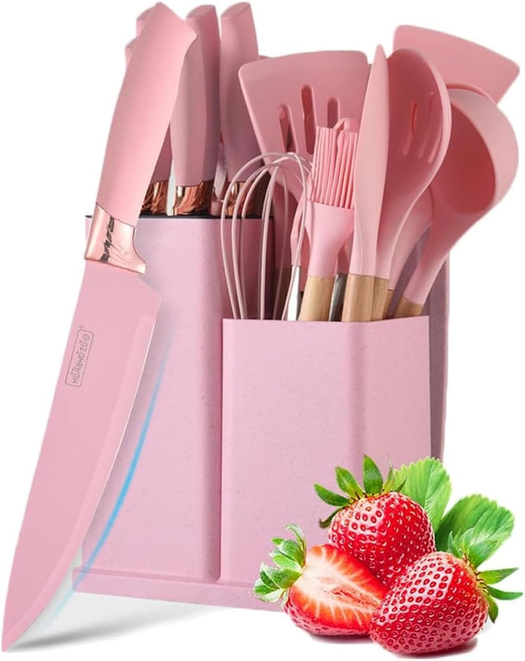 Kochutensilien Set, 19 PCS Silikon Küchenutensilien Mit Halter Und Küchenmesser Zum Kochen, Antihaft