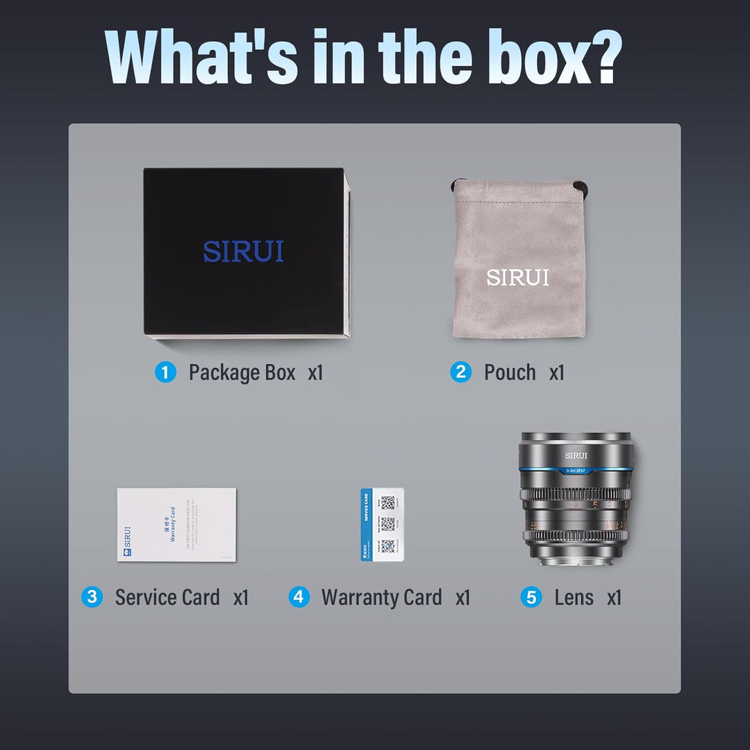 SIRUI Night Walker 75 mm T1.2 S35 Teleobjektiv Cine Objektiv, grosse Blende, manueller Fokusobjektiv