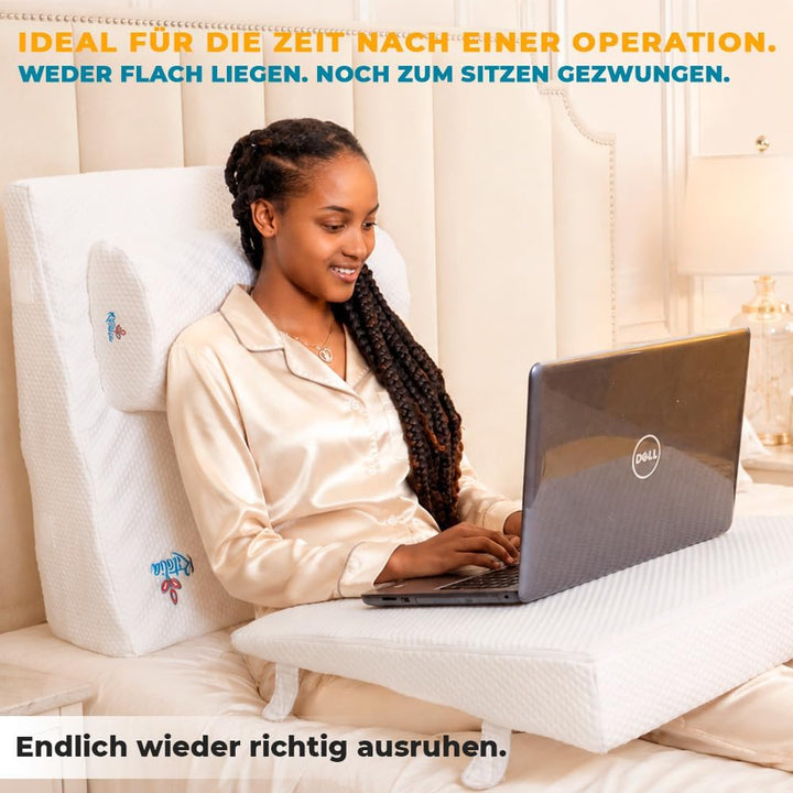 Ritalia® Multifunktions-Keilkissen mit Nackenrolle Grösse 60x60x30 Rückenkissen Kniestütze Beinablag