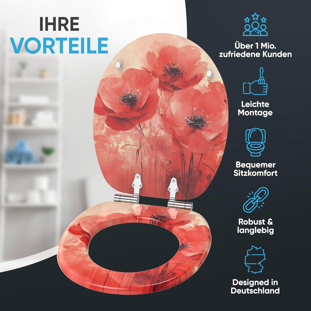Sanilo Toilettendeckel mit Absenkautomatik, hochwertiger WC Sitz, einfache Montage, stabile Scharnie