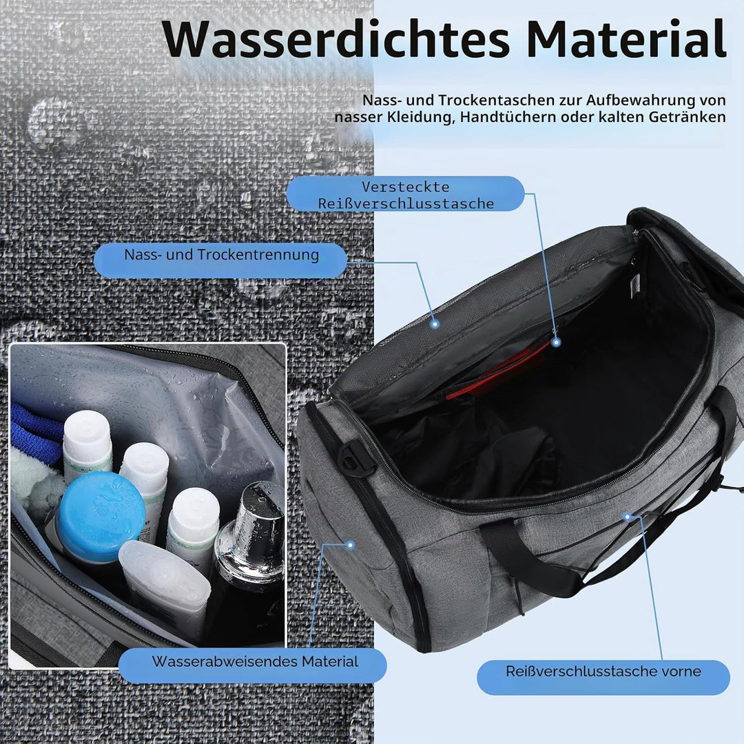 NUBILY Sporttasche Herren Damen mit Schuhfach Nassfach Wasserdicht Trainingstasche Schwimmtasche Gro