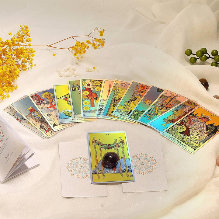MagicSeer Rainbow Tarotkarten Decks, Tarotkarte und Buchsets für Anfänger, holografisches Tarot-Deck