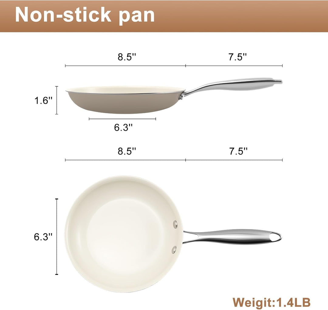 24cm Keramik Bratpfanne Antihaft - PFAS-, PFOA- &amp; PTFE-frei, Induktionseignet, Ofenfest &amp; Spülmaschi