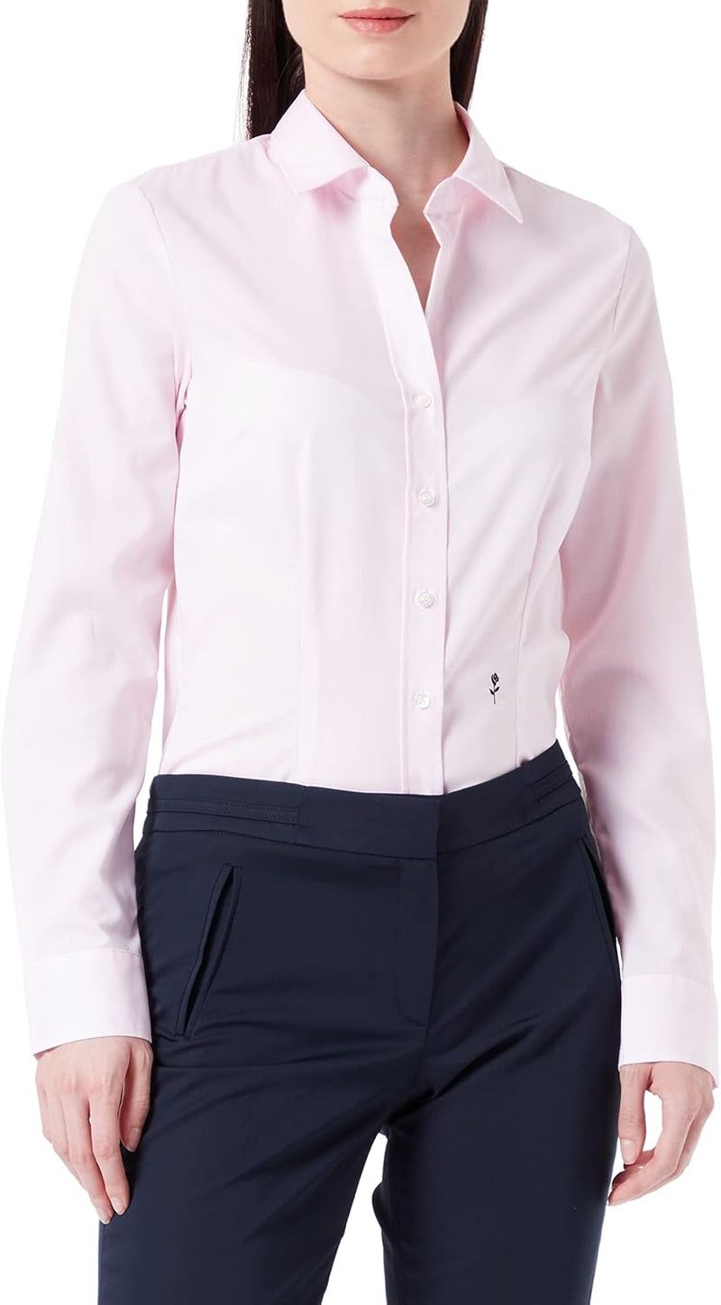 Seidensticker Damen Bluse - Hemdbluse - Slim Fit - Langarm - Uni - 100% Baumwolle