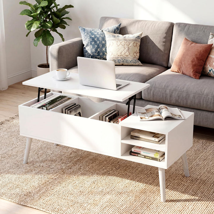 VOWNER Couchtisch, Ausziehbarer Höhenverstellbarer Couchtisch, Wohnzimmertisch, Stabiler Lift-Top-Ti