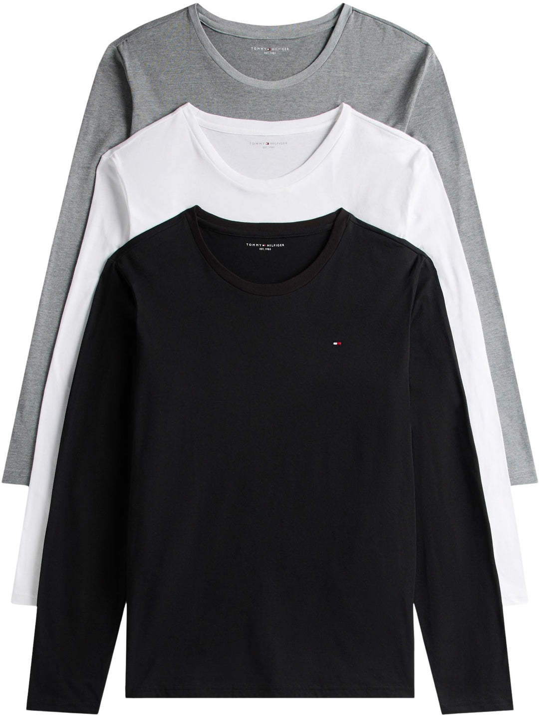 Tommy Hilfiger Herren 3er Pack Langarmshirts Basic XS White (White/Black/Grey Heather), XS White (Wh