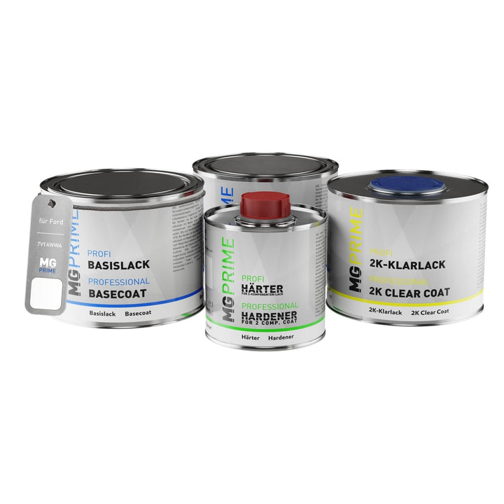 MG PRIME Autolack Dose Set für Ford 7VTAWWA / PN3GZ0 / H Frozen White Solid/Frost Weiss Grundlack Ba