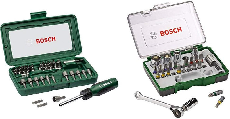 Bosch 46tlg. Schraubendreher-Set & 27tlg. Schrauberbit- und Ratschen-Set Schrauberbit- und Ratschen