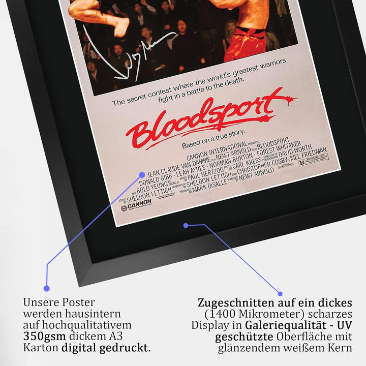 HWC Trading A3 FR Bloodsport Der Cast Jean-Claude Van Damme Geschenke Printed Poster Autogramm Bild