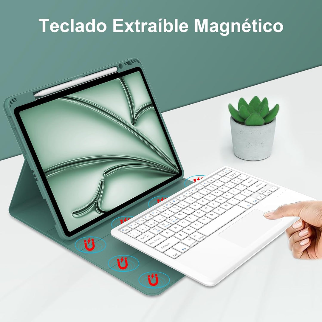 FOGARI Tastatur für iPad Air 13 Zoll M2/M3/M4 2024/2025/2026 mit Touchpad | Schutzhülle mit spanisch