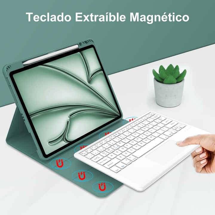 FOGARI Tastatur für iPad Air 13 Zoll M2/M3/M4 2024/2025/2026 mit Touchpad | Schutzhülle mit spanisch