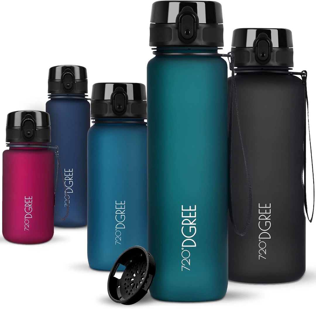 720°DGREE Trinkflasche 1l Sport “uberBottle“ softTouch +Sieb - BPA-Frei - Wasserflasche für Uni, Arb