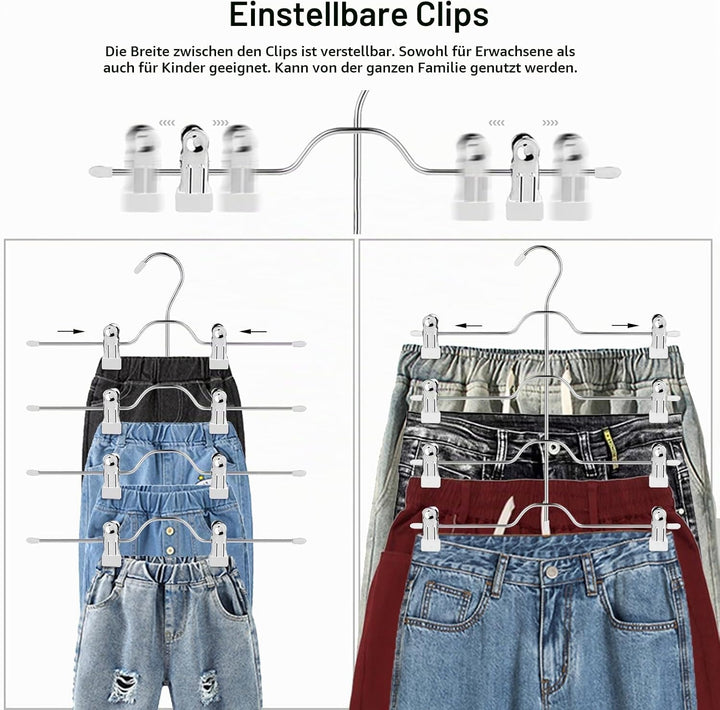 ABHENG Hosenbügel Kleiderbügel, Metall Kleiderbügel mit Anti-Rutsch für Hosen Röcke Socken Unterwäsc