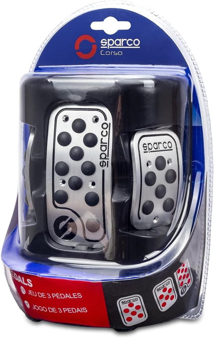 Sparco SPC0406BK ALUMINIUM RACING-PEDALE MIT Rutschfestem Gummi, Schwarz Aluminium + Gummi Single, A