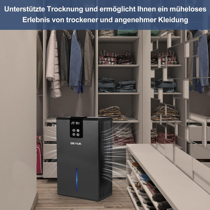 Luftentfeuchter Elektrisch 2700ml, Luftentfeuchter für Zuhause mit automatischer Abschaltung, 7-Farb