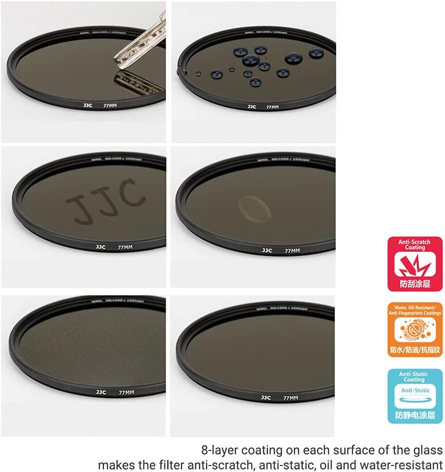 JJC 72 mm ND1000 Filter (10 Stop ND), Neutraldichteobjektivfilter, ultradünn, mehrfach beschichtet,