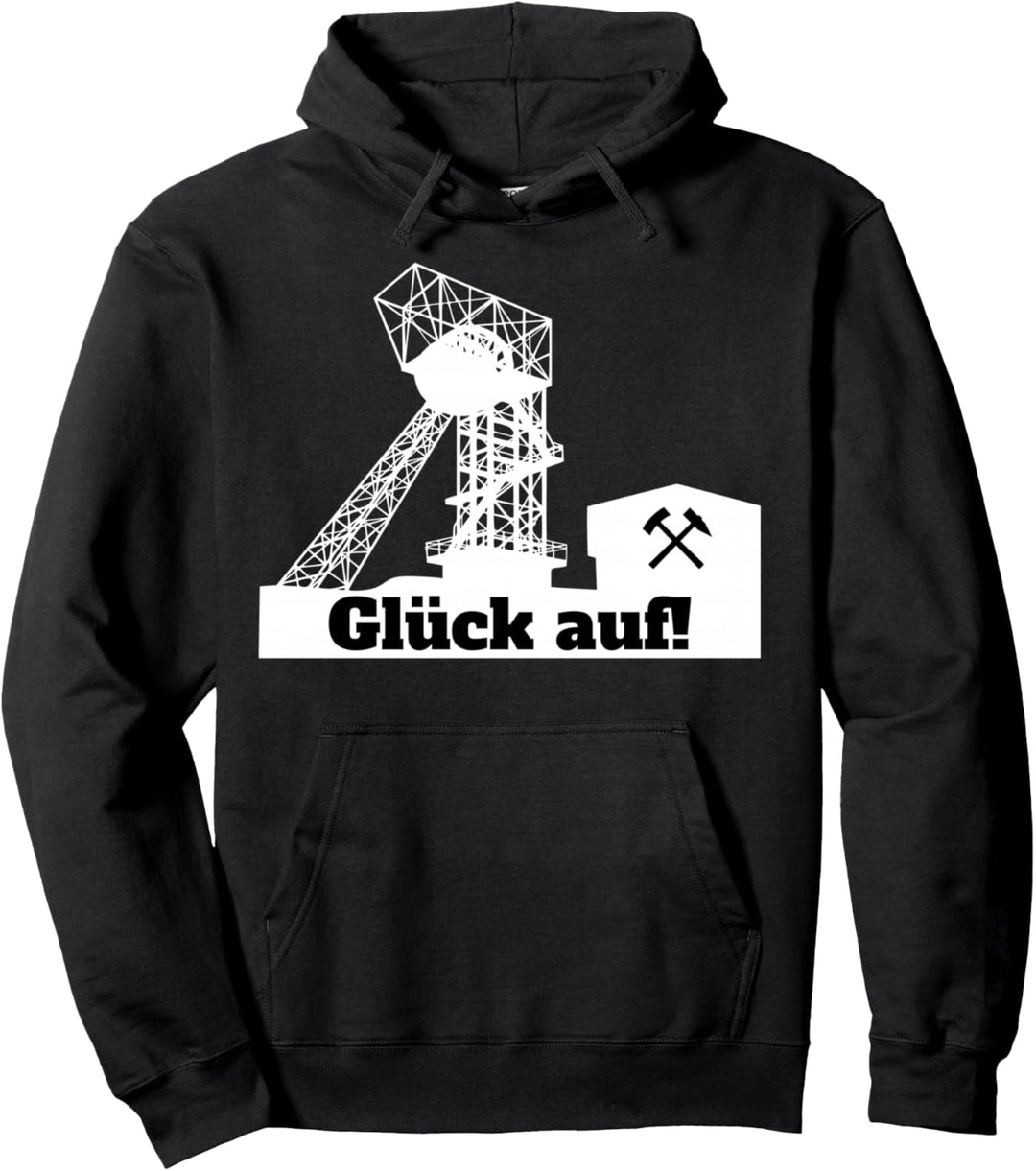 Glück auf! Bergbau mit Förderturm Silhouette Pullover Hoodie