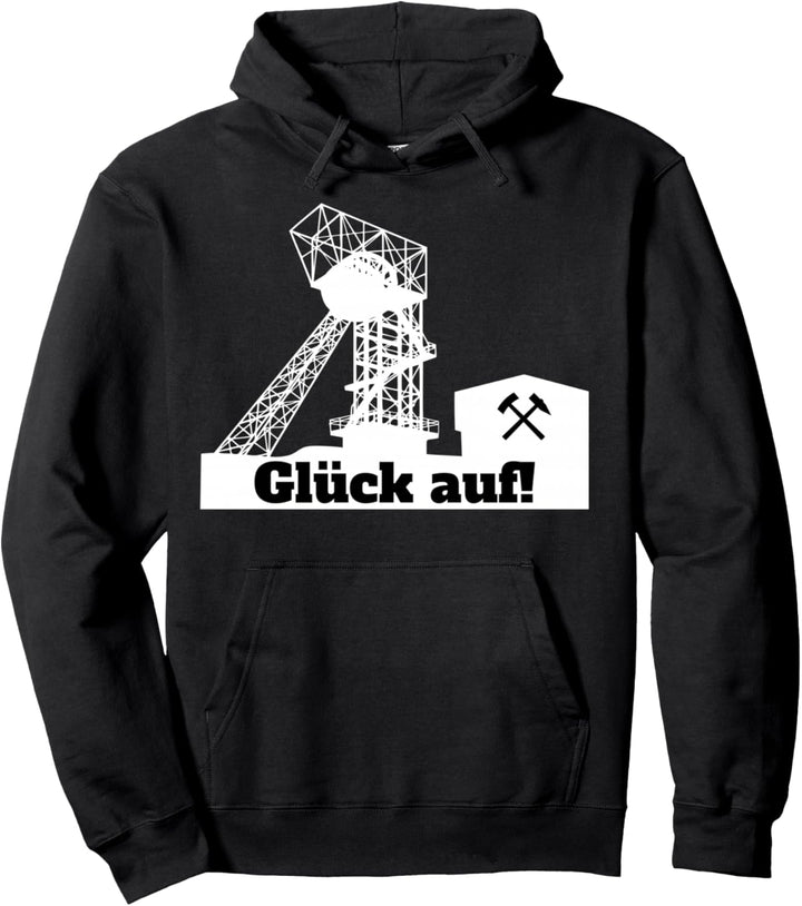 Glück auf! Bergbau mit Förderturm Silhouette Pullover Hoodie